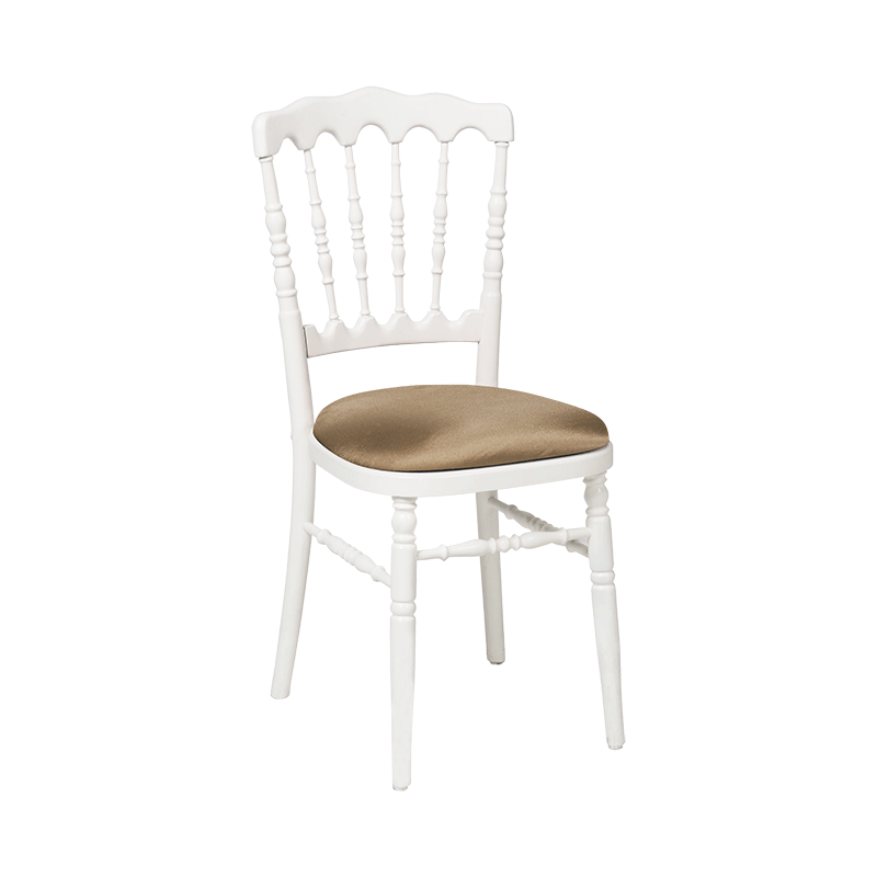 Chaise Napoléon blanche en bois avec galette bronze