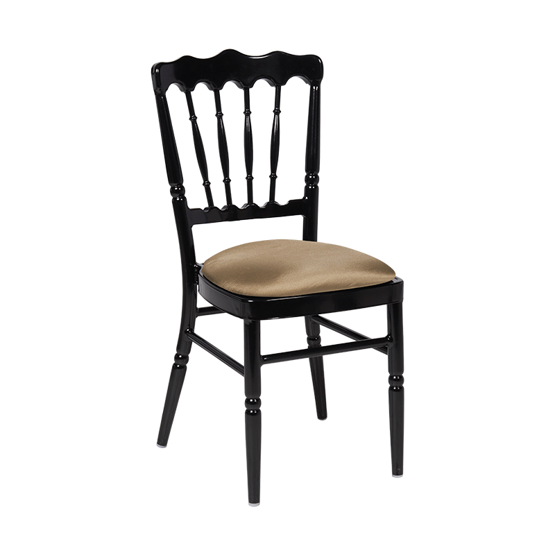Chaise Napoléon noire en aluminium avec galette bronze