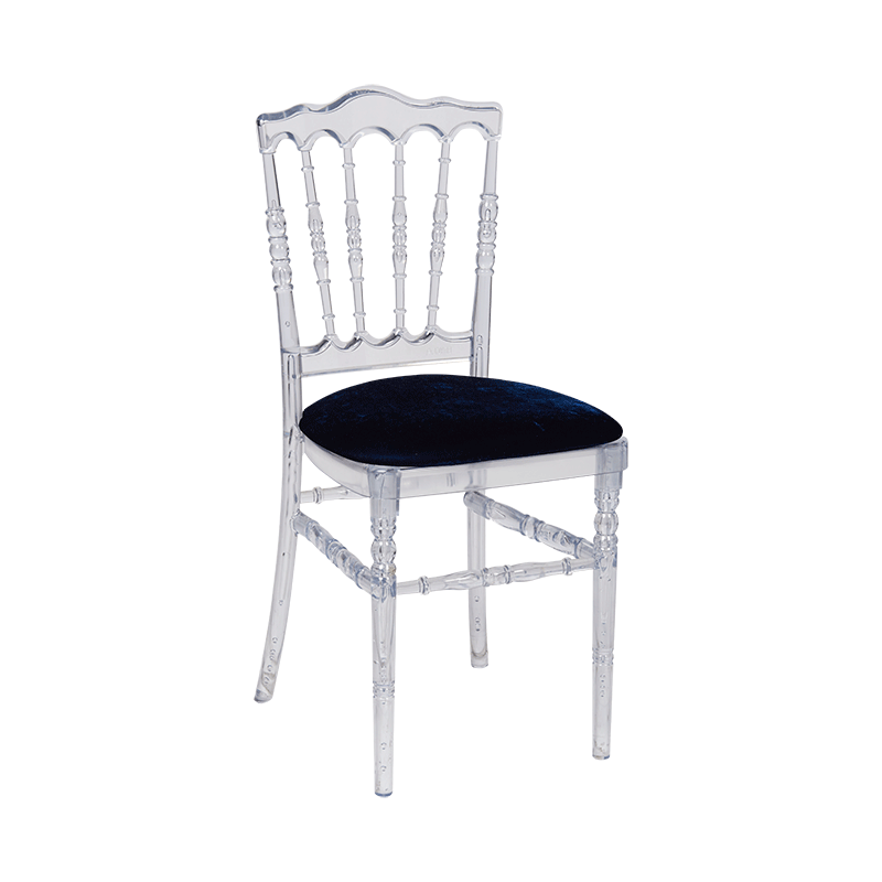 Doorzichtige Napoleon stoel met blauwe fluwelen zit