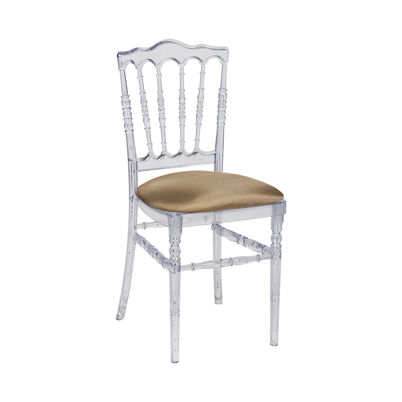 Chaise Napoléon transparente en plexi avec galette bronze