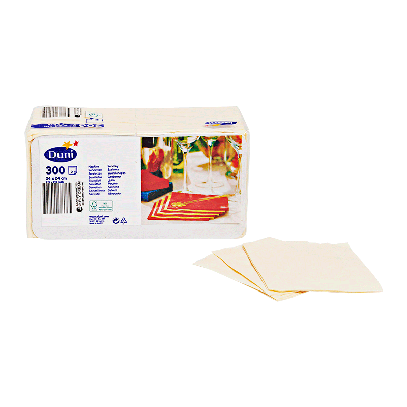 Serviettes cocktail Duni ivoires (250p)