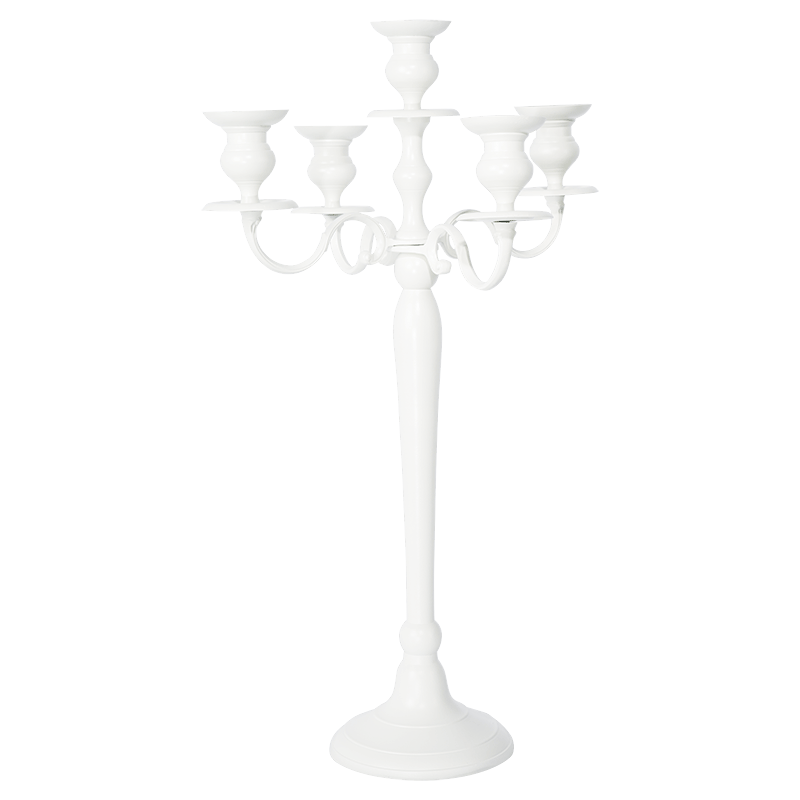 Chandelier blanc 5 branches H 80 cm