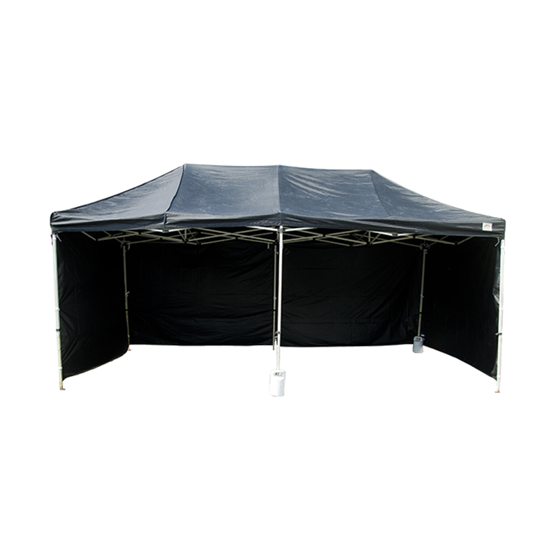 Tente 6 x 3 m noire avec poids