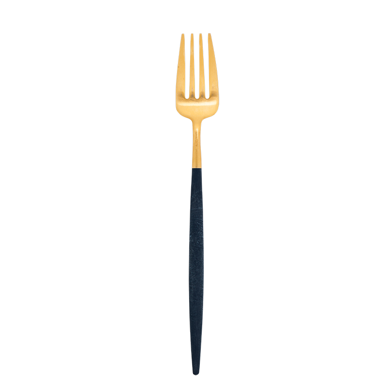 Opdienvork Cutipol blauw en goud