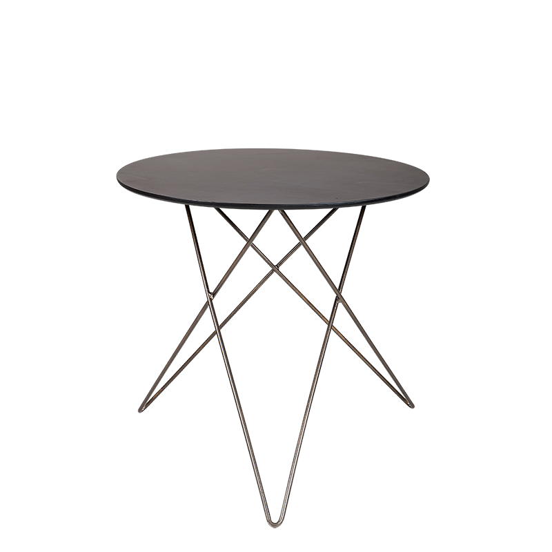 Desserte filaire plateau noir Ø 80 cm H 72 cm