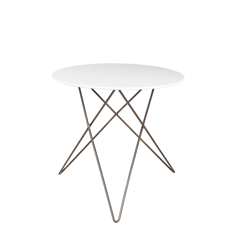 Desserte filaire plateau blanc Ø 80 cm H 72 cm