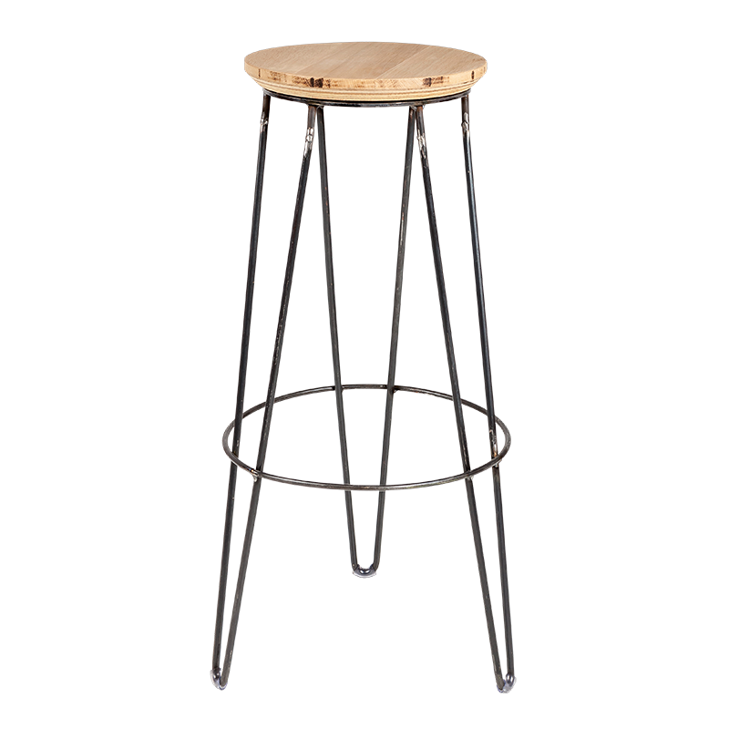 Tabouret Filaire assise bois Ø 30 cm H 78 cm