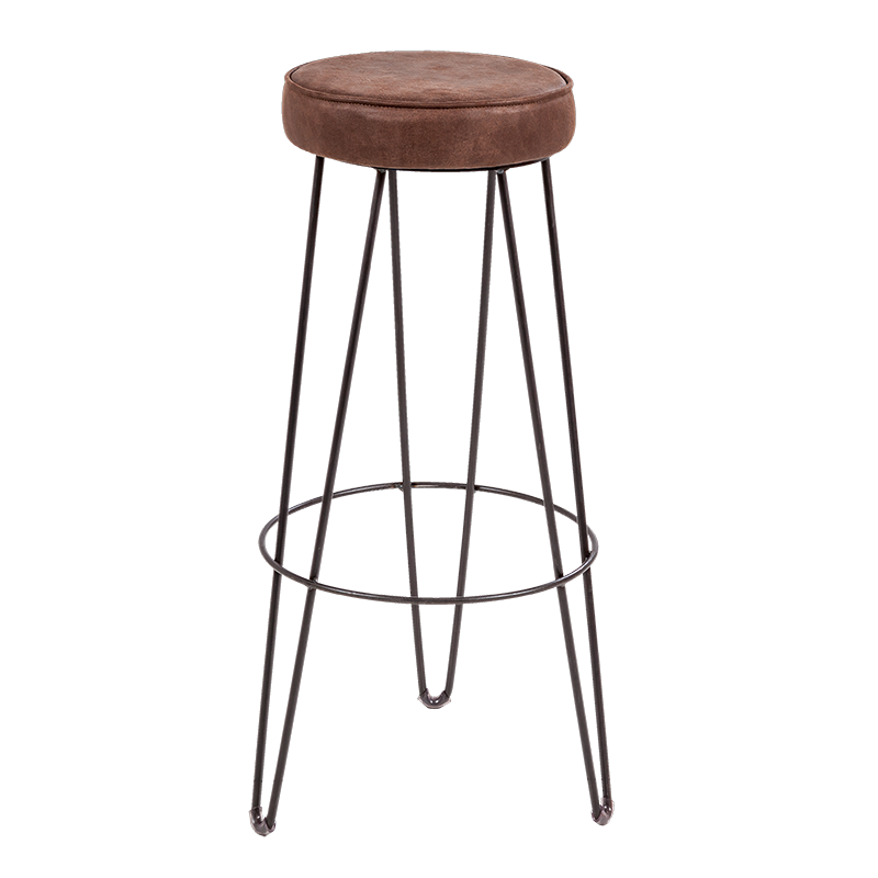 Tabouret Filaire assise cuir Ø 30 cm H 83 cm