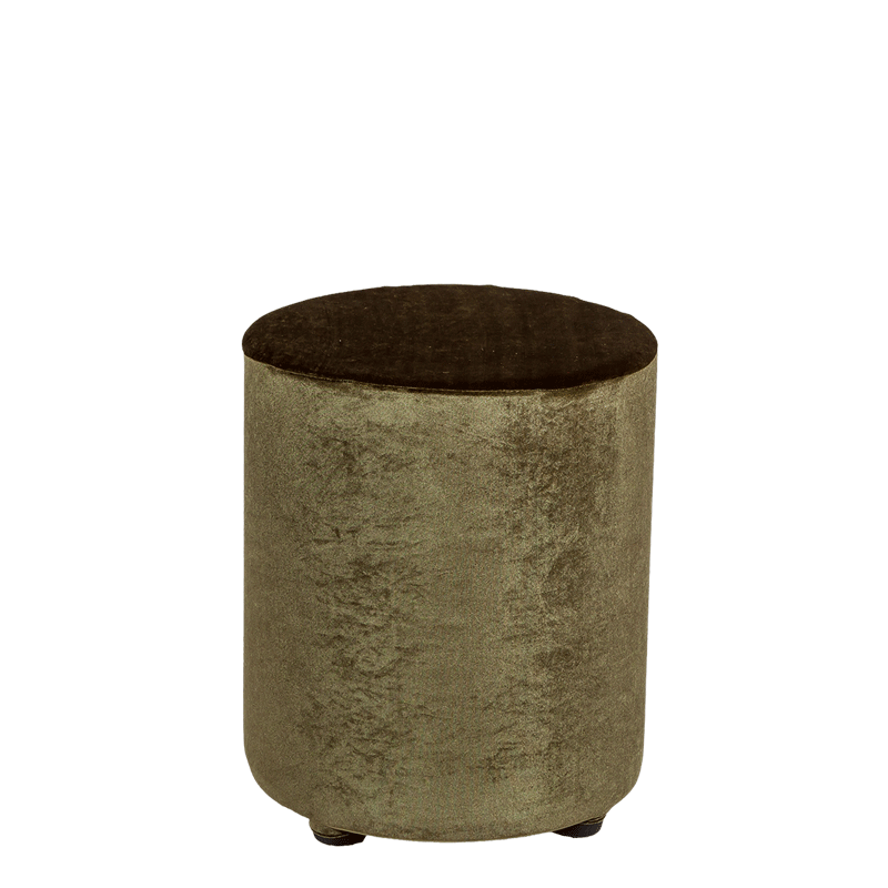 Pouf velours kaki Ø 40 cm H 48 cm
