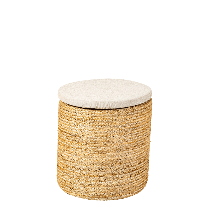 Pouf Bali avec galette lin ficelle Ø 40 cm H 40 cm
