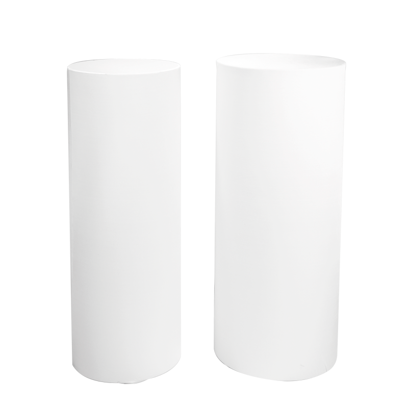 Colonnes cylindres blanches houssées ø41cm-H110cm et ø47cm-H112cm