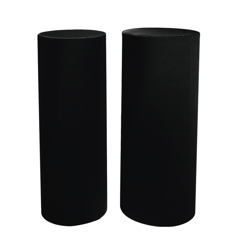 Colonnes cylindres noires houssées ø41cm-H110cm et ø47cm-H112cm