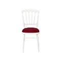 Chaise Napoléon blanche en bois avec galette bordeaux