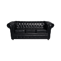 Zwarte Chesterfield driezit 205 x 90 cm H 75 cm