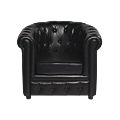 Zwarte Chesterfield clubzetel 82 x 75 cm H 75 cm