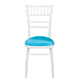 Stoel Bamboe wit met turquoise zitvlak