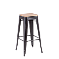 Tabouret industriel noir assise bois H 78 cm