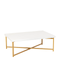 Gouden salontafel met wit blad 64 x 101 cm H 35 cm