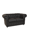 Canapé Chesterfield noir 2 places 95 x 160 cm H 70 cm
