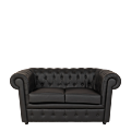 Canapé Chesterfield noir 2 places 95 x 160 cm H 70 cm