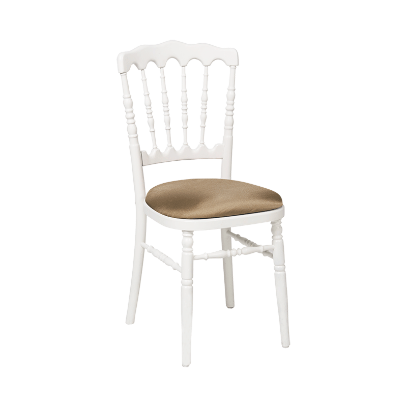 Chaise Napoléon blanche en bois avec galette bronze