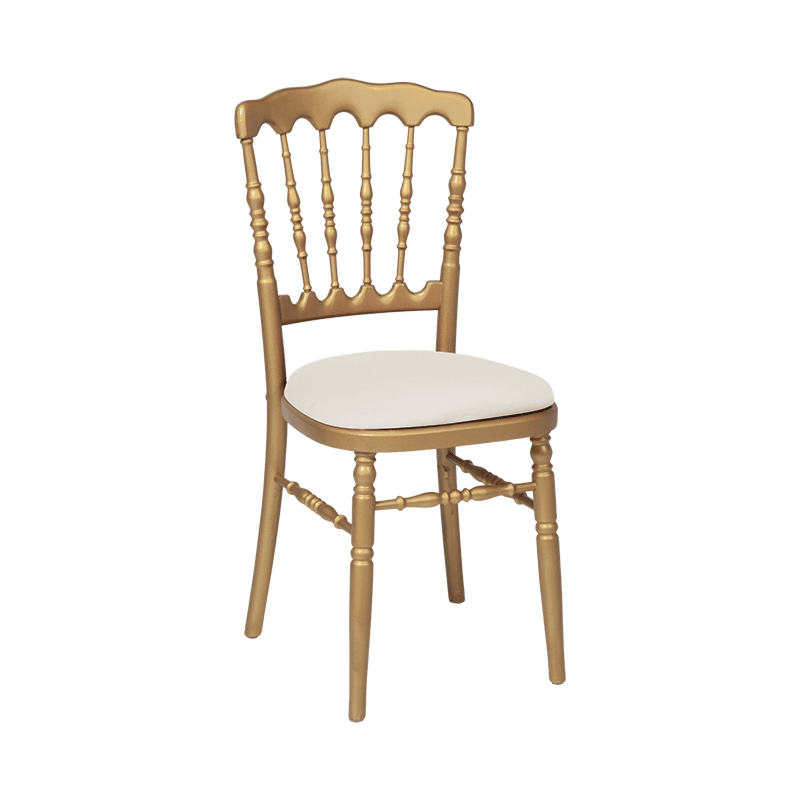 Gouden Napoleon stoel met ecru fluwelen zitvlak