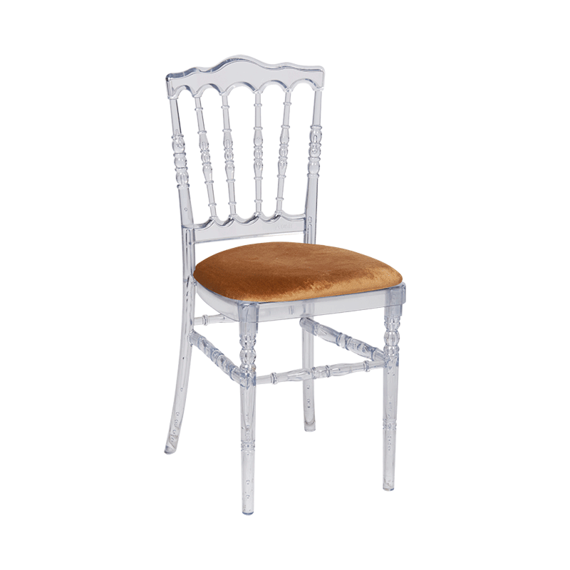 Doorzichtige Napoleon stoel met gouden zit