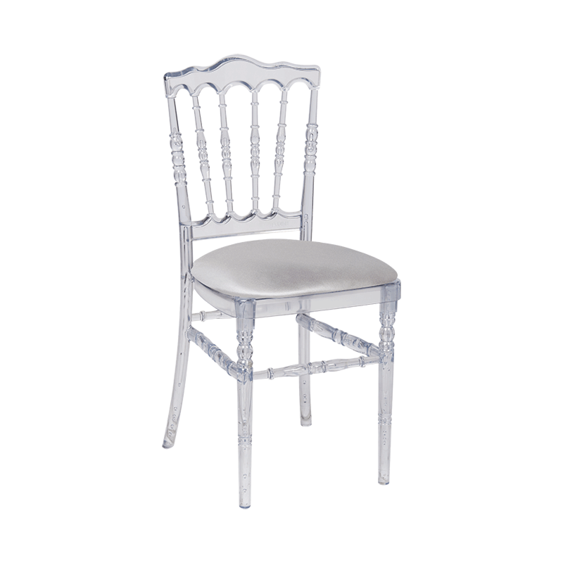 Doorzichtige Napoleon stoel met zilveren  zit