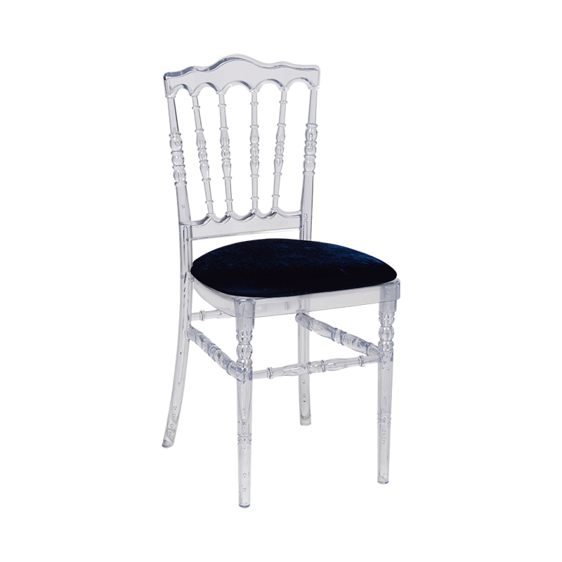 Doorzichtige Napoleon stoel met blauwe fluwelen zit