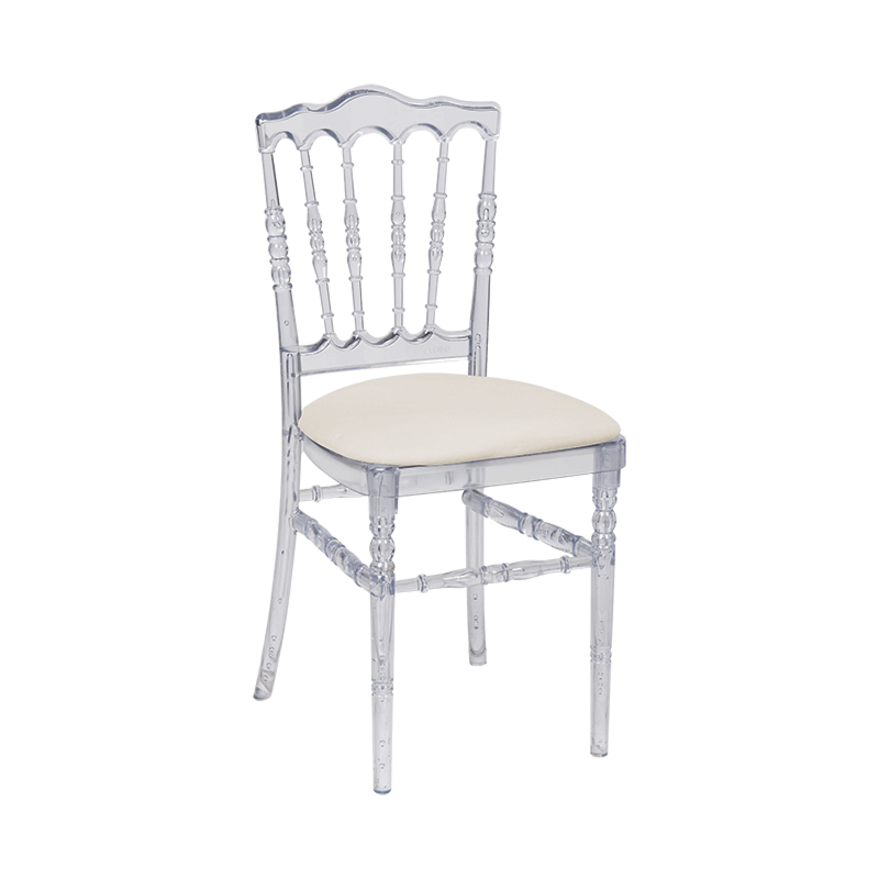 Doorzichtige Napoleon stoel met ecru fluwelen zit