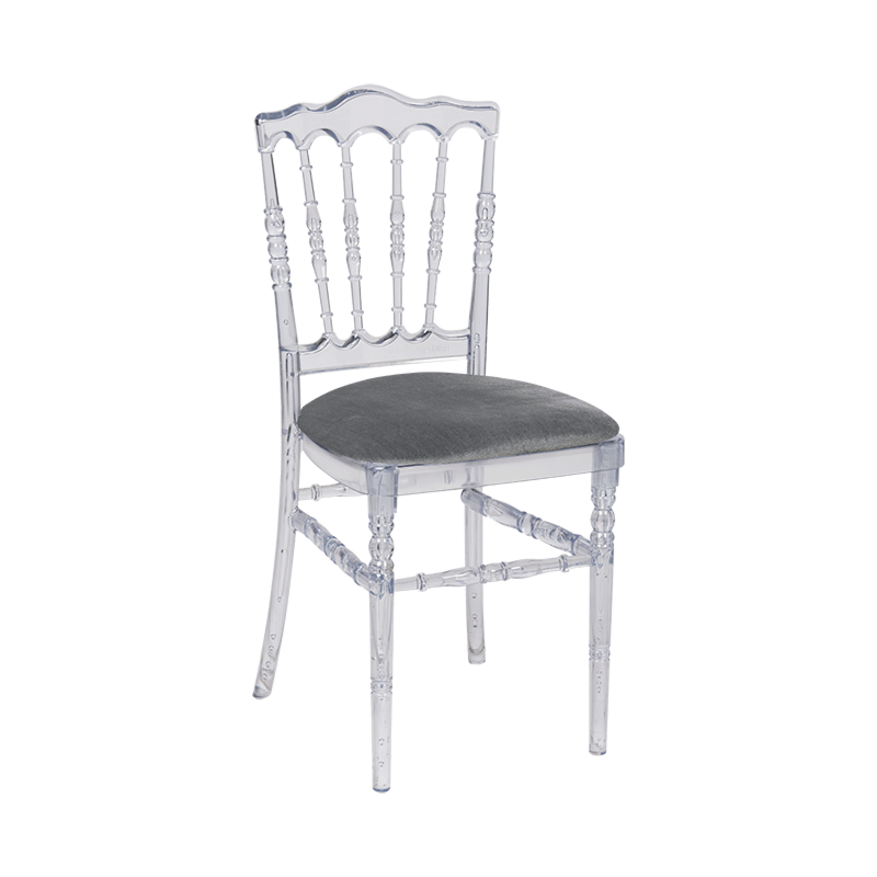 Doorzichtige Napoleon stoel met grijze fluwelen zit