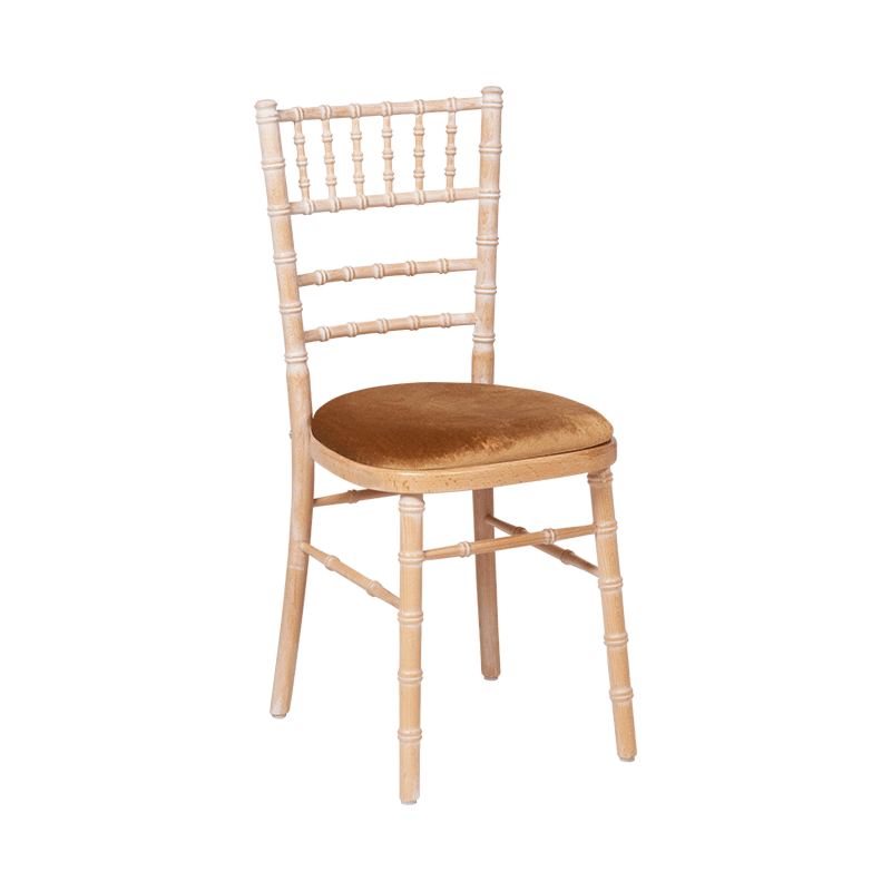 Chaise Natura avec galette dorée en velours