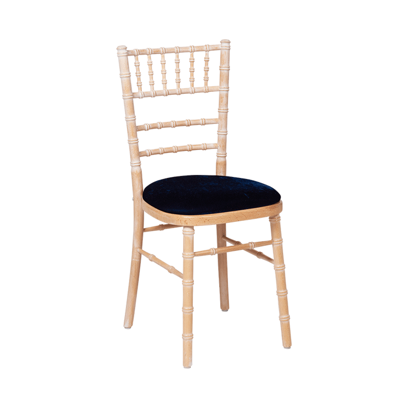 Chaise Natura avec galette velours bleue