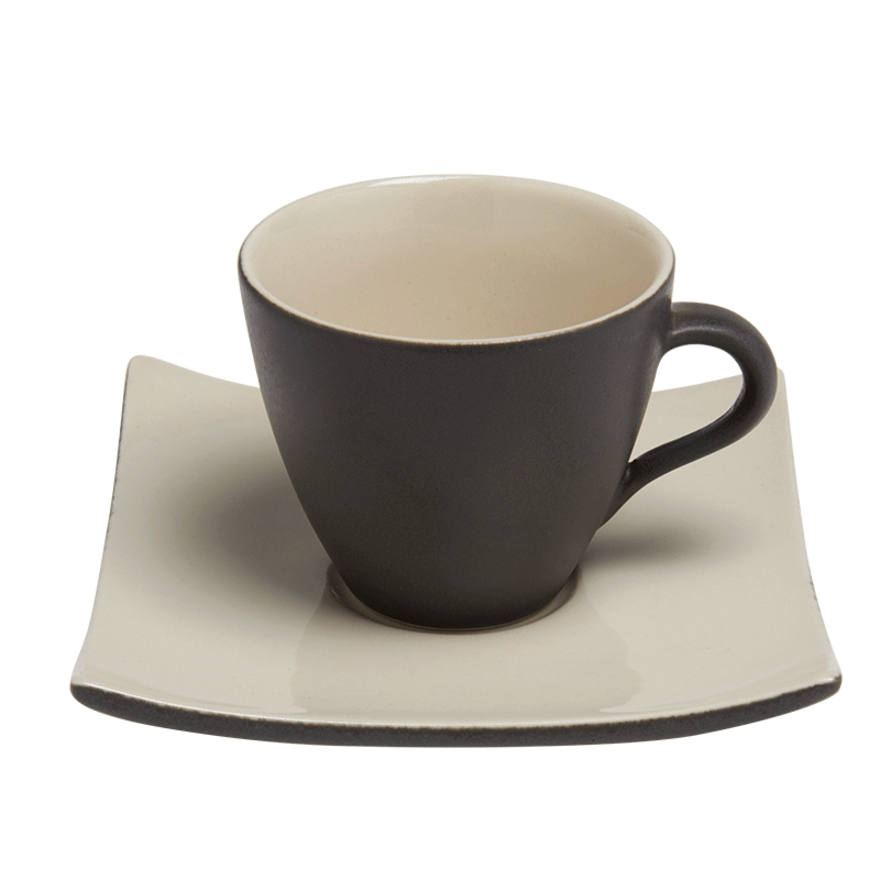 Anthracite koffietas 12cl met  ondertas