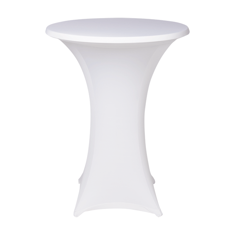 statafel met witte stretch hoes Ø 85 x H 110 cm