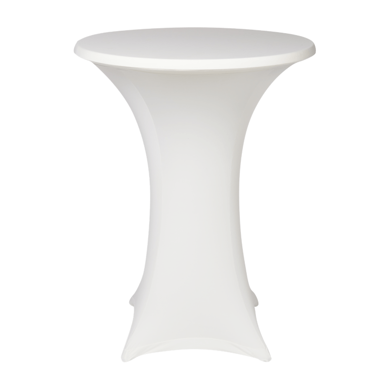 statafel met ecru stretch hoes Ø 85 x H 110 cm