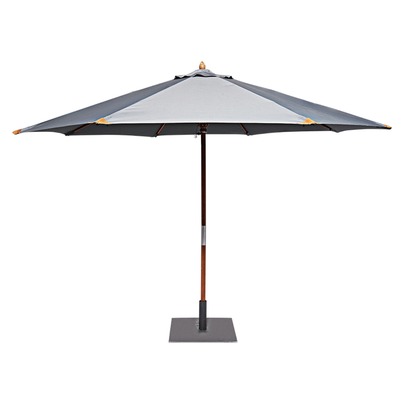 Ronde parasol &Oslash; 350cm smoke met vierkante voet 60x60cm