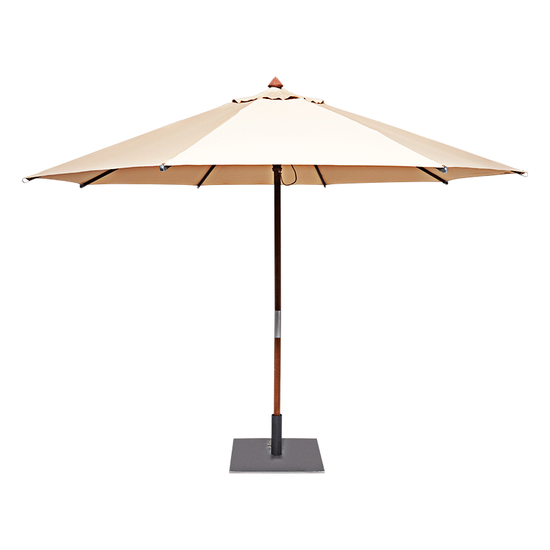 Parasol rond sable Ø 350cm avec pied carré 60x60cm