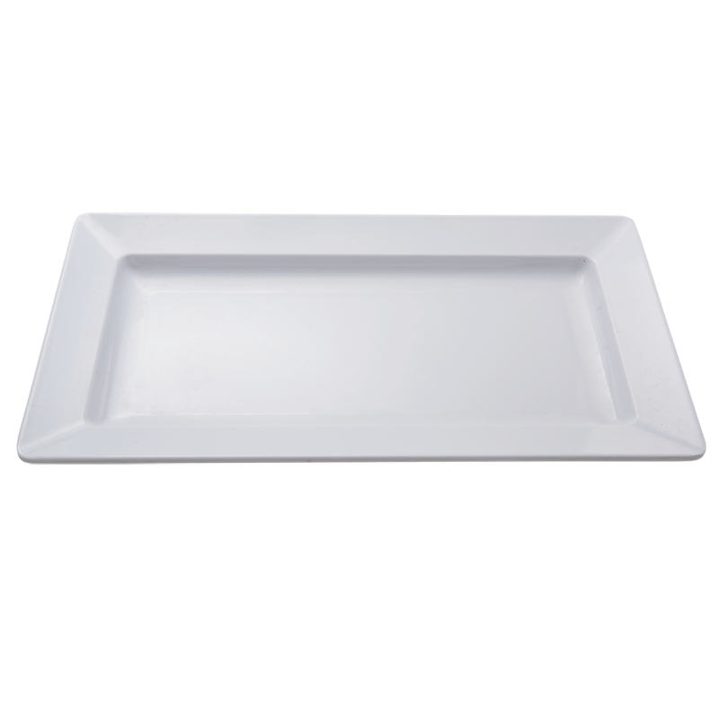 Plat blanc en m&eacute;lamine 50 x 27 cm