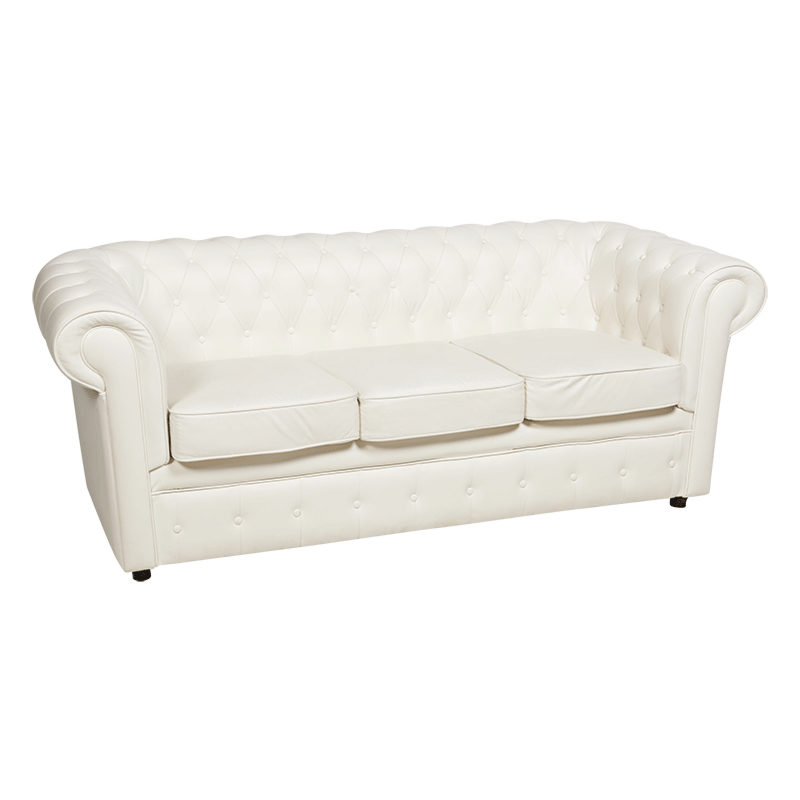 Canap&eacute; Chesterfield blanc 3 places 90 x 205 cm H 75 cm