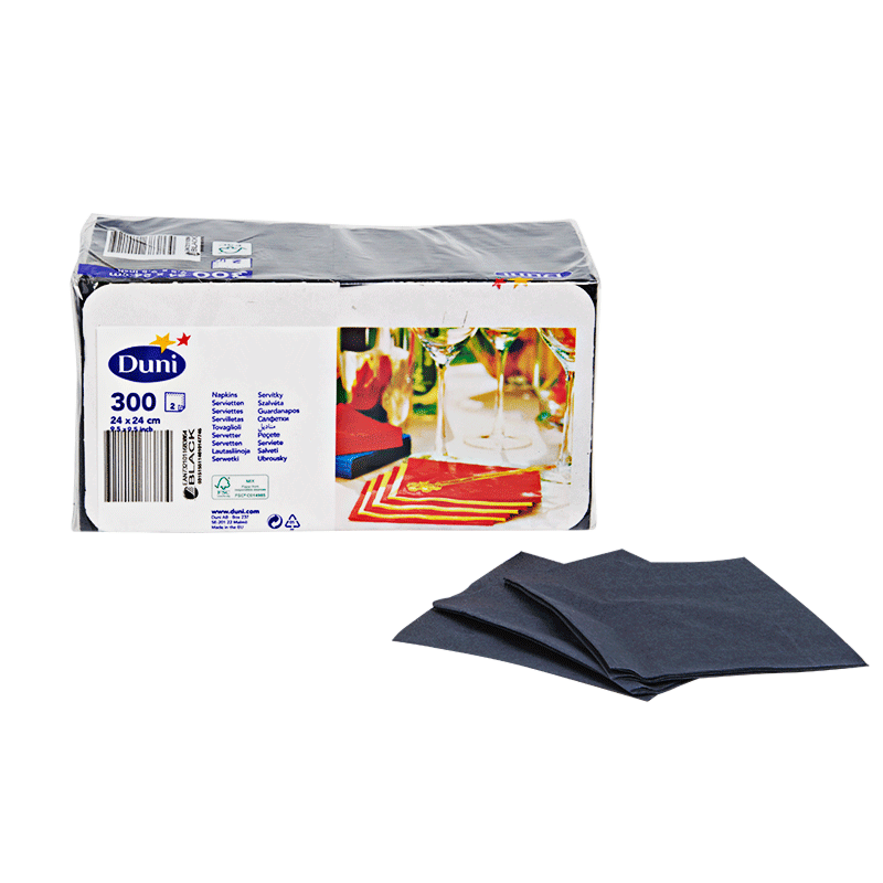 Serviettes cocktail Duni noires (300p)