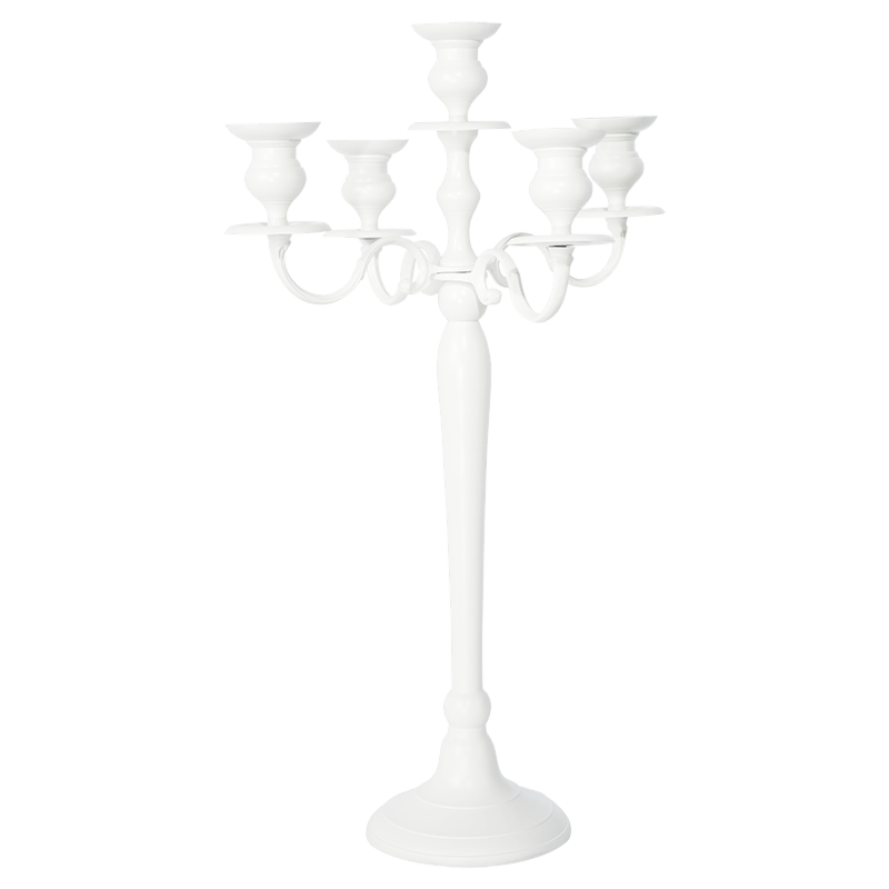 Chandelier blanc 5 branches H 80 cm