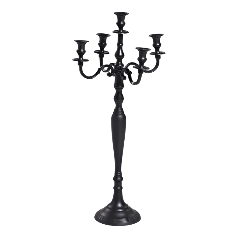 Zwarte kandelaar 5-armig H76cm
