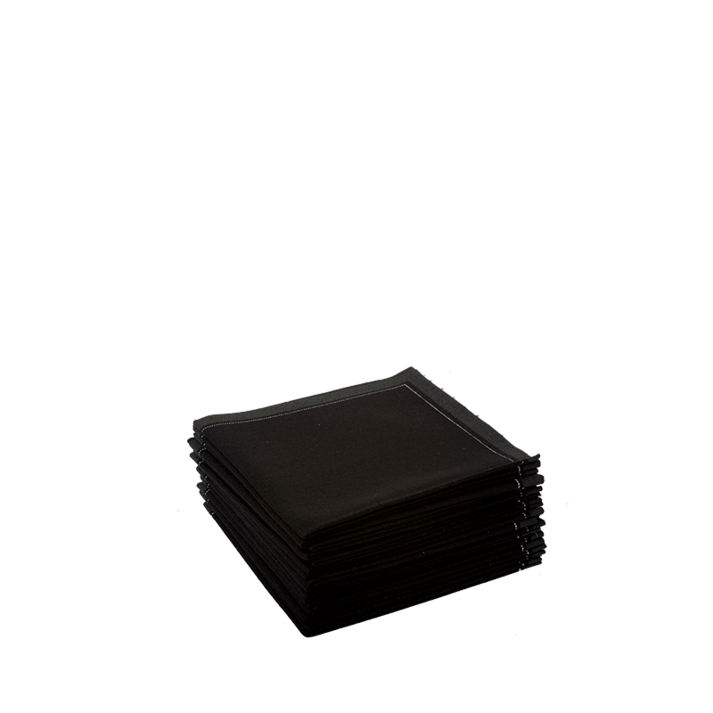 Serviettes cocktail tissu noir 20 x 20 cm (par 30)