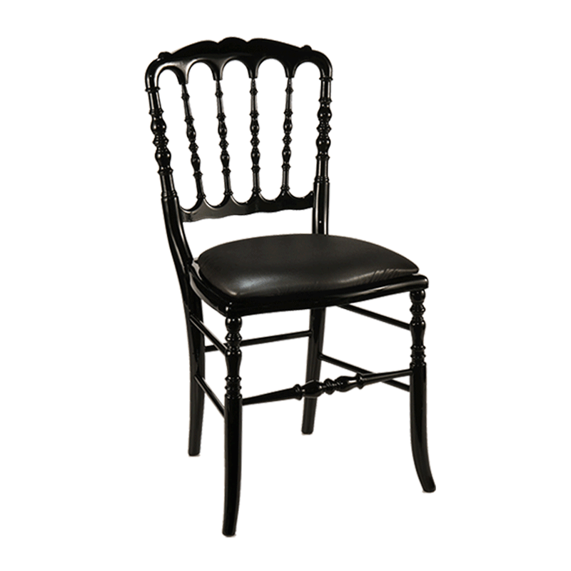 Chaise Napoléon III noire fixe chintz noir