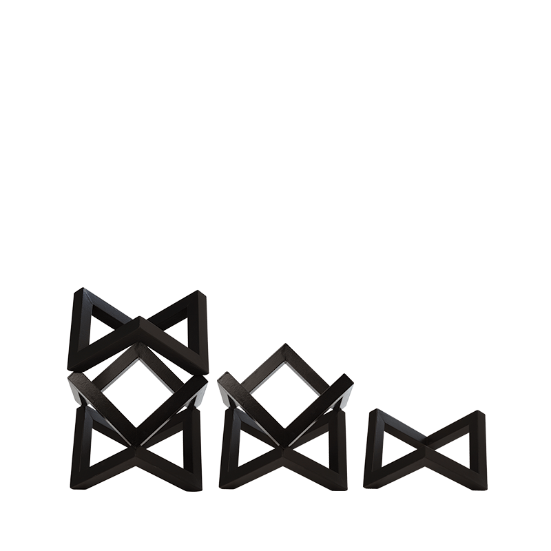 Support de plat en bois empilable noir (à l'unité)