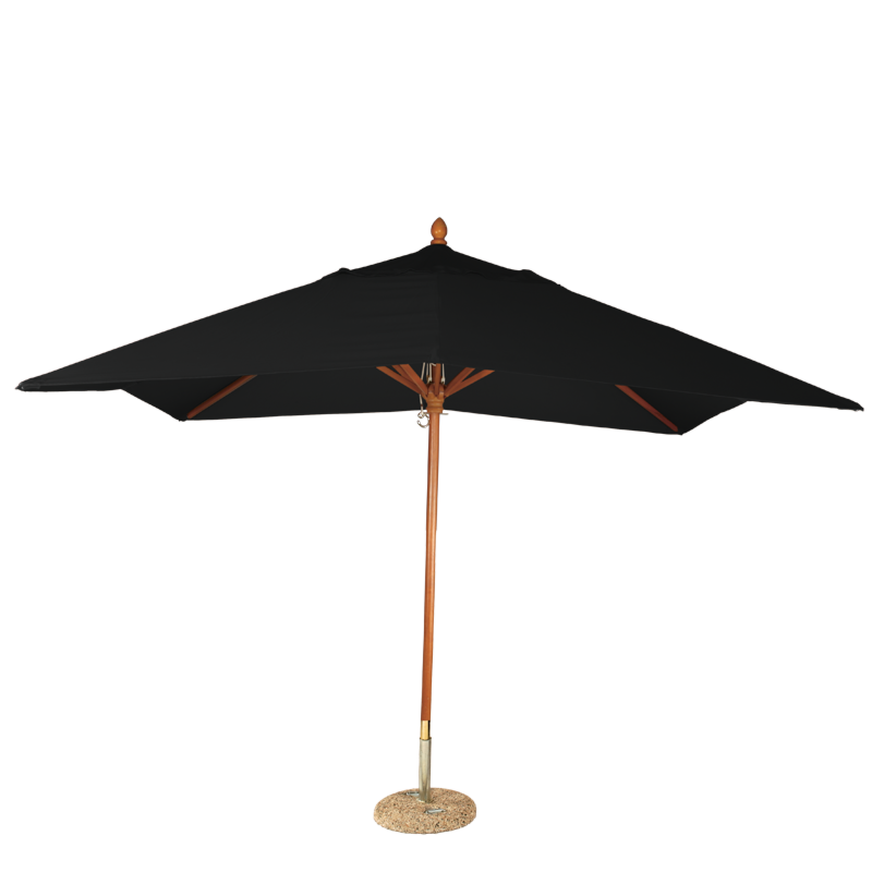 Parasol Louisiane noir 300 x 300 cm + socle granit Ø 50 cm