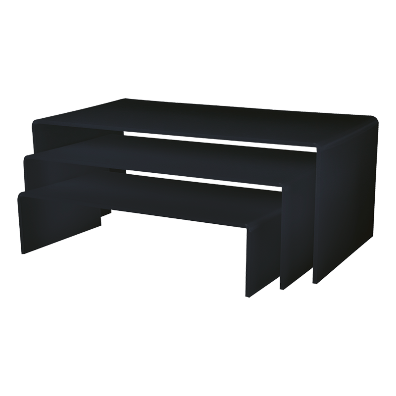 Set van 3 zwarte in elkaar schuivende hoge onderzetters