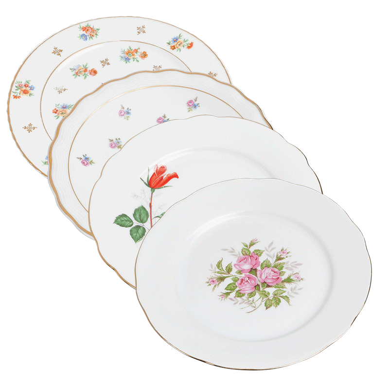 Groot bord Vintage gebloemd Ø 23-25 cm