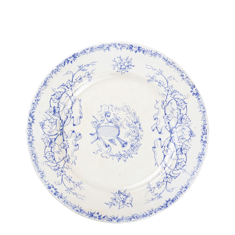 Grande assiette Vintage bleu vert Ø 22-25 cm